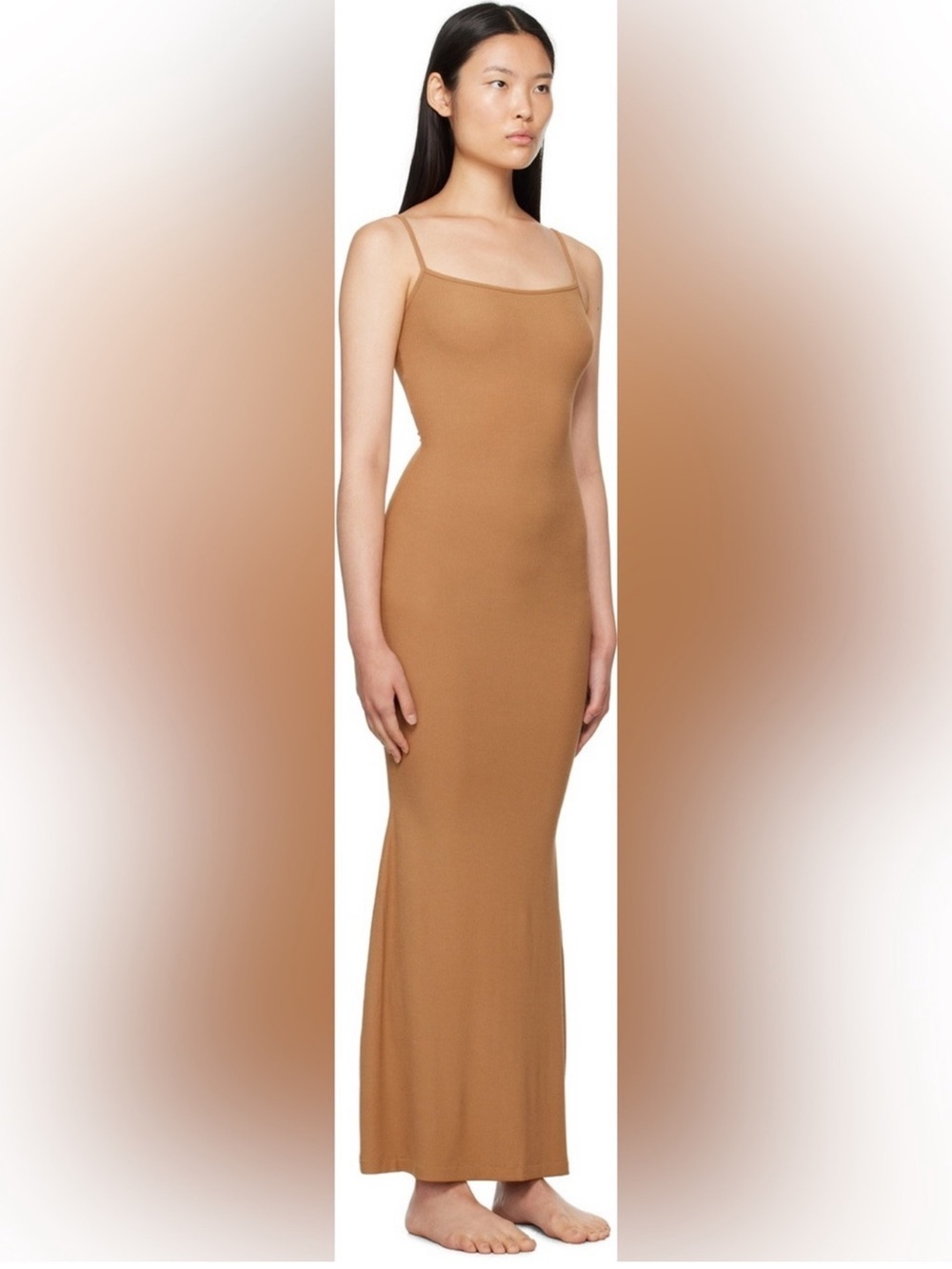 Skims Camel Spaghetti-Strap Maxi Slip Dress